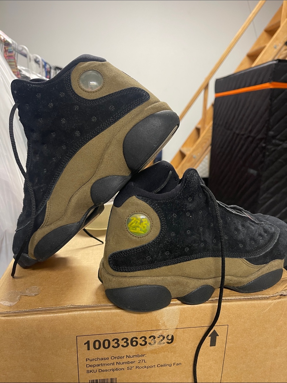 Jordan Olive Green and Black Suede Basketball Shoes
